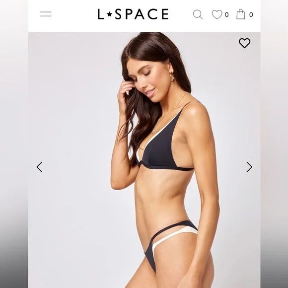 Lspace Black/White Seamless Bikini Size Small